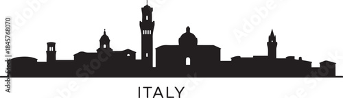 Ferrara skyline Landmark silhouette with Italy. design Vector black silhouette