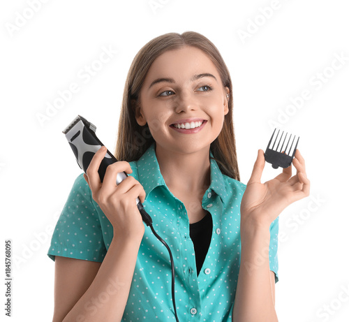 Female hairdresser with tri...