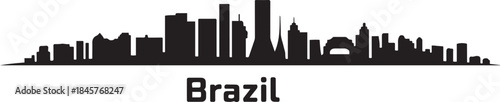 Belo Horizonte Skyline with Brazil, Illustration. design Vector black silhouette