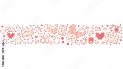 Charming pink Valentine's Day icons and symbols collection
