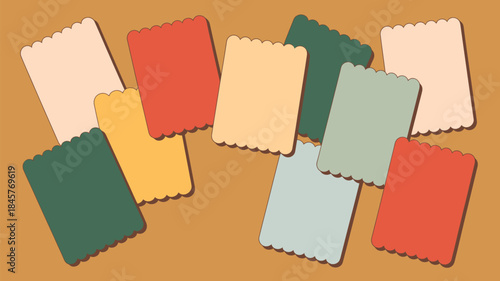 Vibrant color swatches in various shades and hues on brown