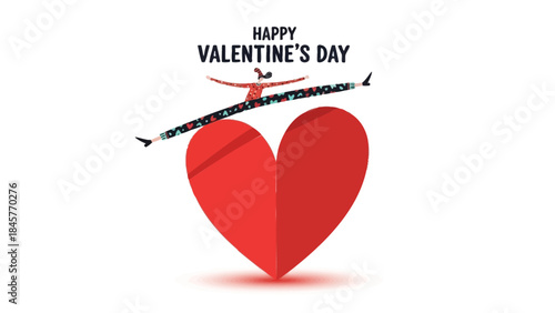 Valentine's day heart with an arrow through it on white background with happy valentine's day text