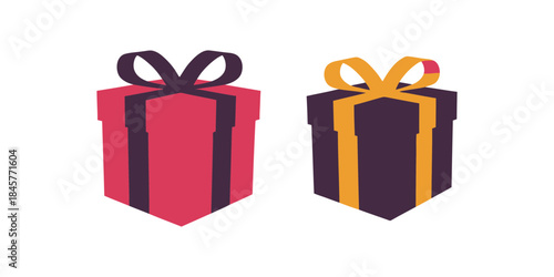 Vibrant gift boxes with stylish ribbons on sleek black background
