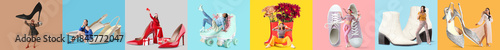 Set of young women and big ...