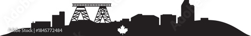Sudbury Ontario Skyline with Cityscape, and Canada. design Vector black silhouette