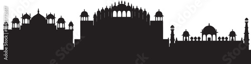 Vector illustration Jaipur Skyline panorama. design Vector black silhouette
