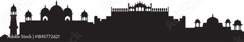 Vector illustration Jaipur Skyline panorama. design Vector black silhouette