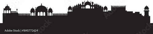 Vector illustration Jaipur Skyline panorama. design Vector black silhouette