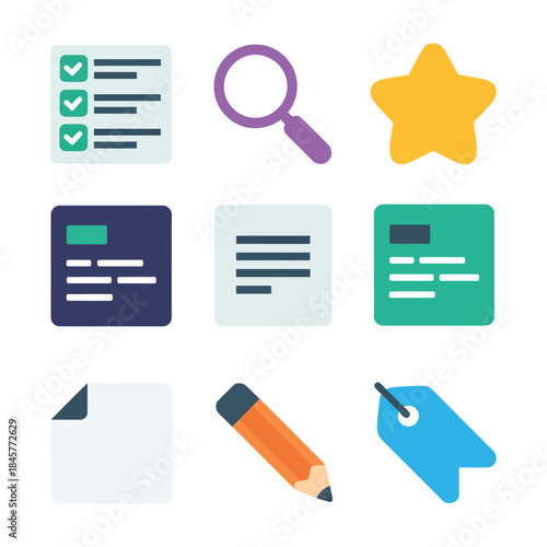 Link building and global seo network icon collection with chain globe connection growth security flat vector illustration