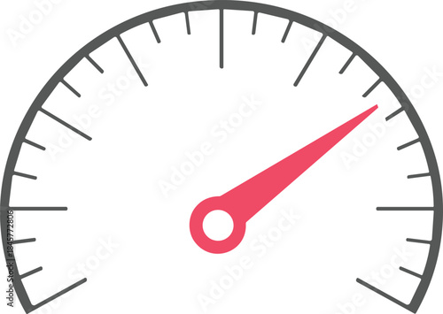 Blank speedometer illustration showing mph and measure indicator with pink needle in vehicle isolated on transparent background