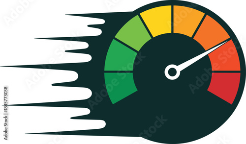 Blank Speedometer Indicates Mph With Green Yellow Orange and Red Tones Depicting Velocity and Performance in Colorful Design