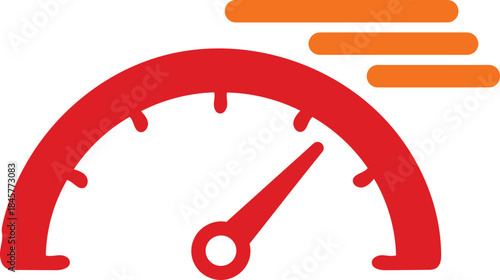 Blank speedometer shows current mph and performance in red and orange color on transparent background vector illustration