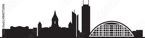 Leeds skyline silhouette. design Vector black silhouette