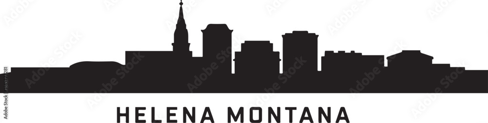 Fototapeta premium Helena Montana city skyline vector silhouette illustration. design Vector black silhouette