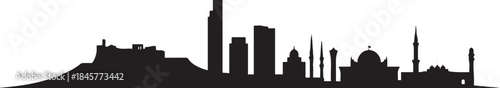 Erbil city skyline. design Vector black silhouette