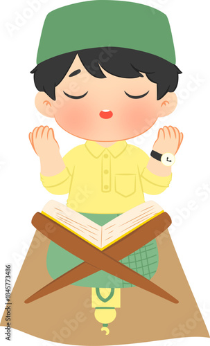 little boy reading quran