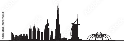 Dubai city UAE amazing. design Vector black silhouette
