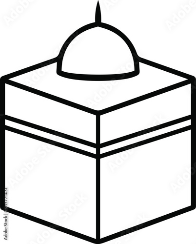 Outline mecca kaaba for muslims praying representing qibla direction and pilgrimage to mecca in saudi arabia