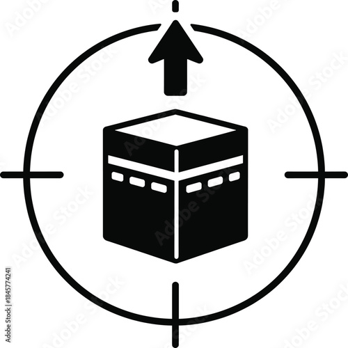 Qibla compass shows the mecca kaaba for muslims praying qibla direction for islam in saudi arabia