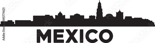 Hermosillo Skyline Vector Silhouette with Mexico. design Vector black silhouette