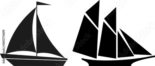 Classic Sailing Boats Silhouette Art
