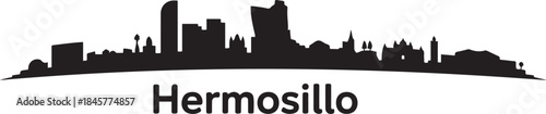 Hermosillo Skyline Vector Silhouette with Mexico. design Vector black silhouette