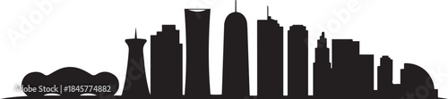 Doha city skyline. design Vector black silhouette