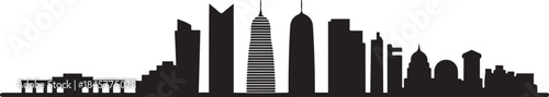 Doha city skyline. design Vector black silhouette