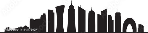 Doha city skyline. design Vector black silhouette