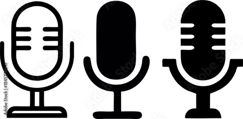 Vintage Studio Microphone Icon Set