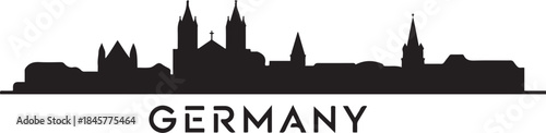 Mainz Skyline Vector with Germany. design Vector black silhouette