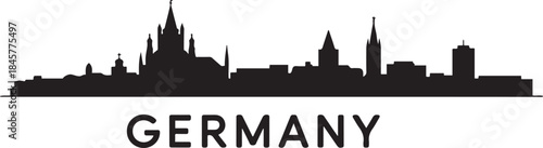 Mainz Skyline Vector with Germany. design Vector black silhouette