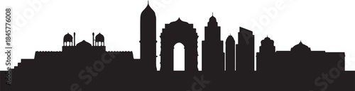 The city skyline. Delhi. Silhouettes of buildings. design Vector black silhouette