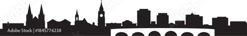 Warrington Skyline UK Cityscape Silhouette. design Vector black silhouette