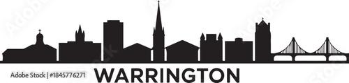 Warrington Skyline UK Cityscape Silhouette. design Vector black silhouette