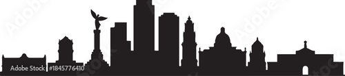 Hermosillo skyline silhouette with Mexico city. design Vector black silhouette