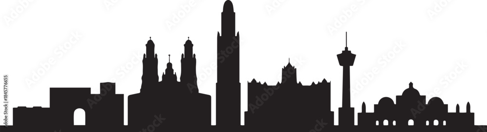 Obraz premium Hermosillo skyline silhouette with Mexico city. design Vector black silhouette