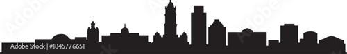 Hermosillo skyline silhouette with Mexico city. design Vector black silhouette