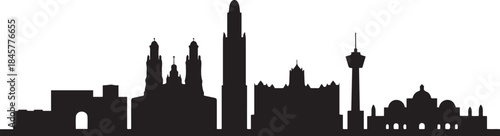 Hermosillo skyline silhouette with Mexico city. design Vector black silhouette