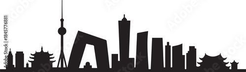 Beijing Skyline. design Vector black silhouette
