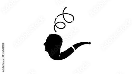 Russian smoking pipe , black isolated silhouette