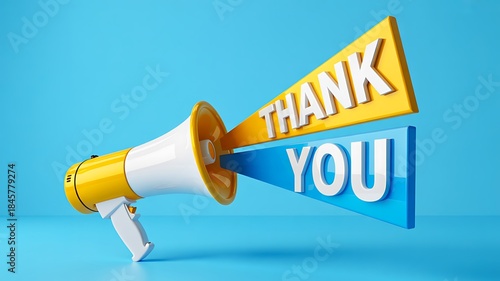Thank you message announcement with megaphone promotion concept
