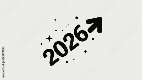Modern 2026 design with arrow and stars for future concepts