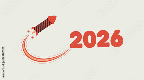 Rocket launching into 2026 with dynamic motion and energy