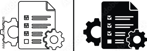 Process Checklist Automation Icon. Compliance Management and Task Workflow Vector