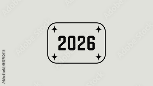 Modern 2026 label with starburst design elements