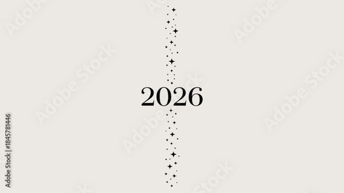 Modern 2026 design with starry cross on beige background