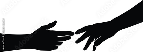 Reaching out two hands almost touching