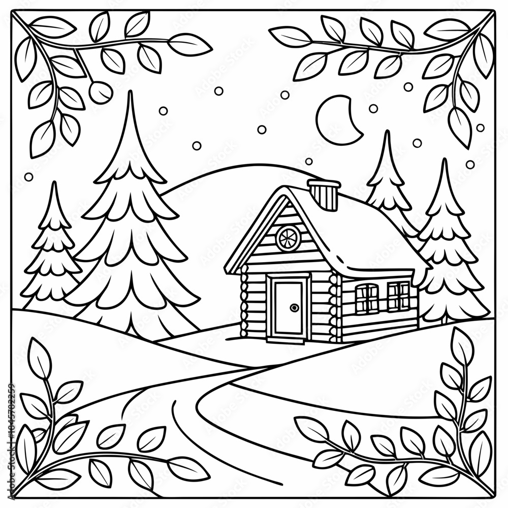 Fototapeta premium Christmas coloring page for adults