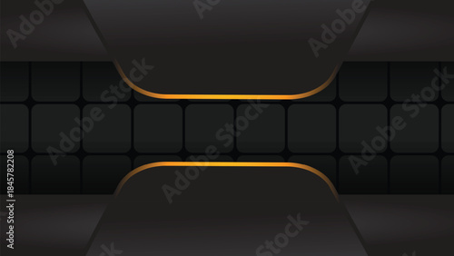 Abstract Dark Background with Geometric Shapes and Orange Glow